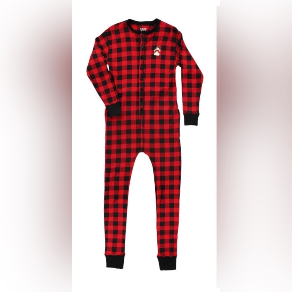 Lazy One Bear Cheeks with Flapjack/Plaid Onesie
